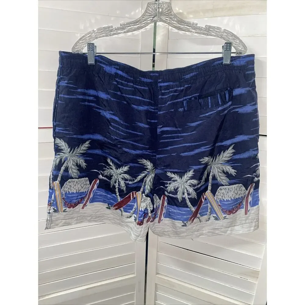 VTG 80s 90s Cherokee Swim Shorts Boardshorts Men’s Navy Floral Hawaiian Large